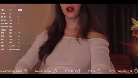 Snapshot of mamiemeow chatting on 11-21-25, 07:51 Your Miss Alice online show from 11-21-25, 07:51