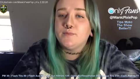 Snapshot of manicpixiepop chatting on 02-22-26, 09:46 ManicPixiePop online show from 02-22-26, 09:46