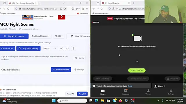 Snapshot of Stayinalive1992 chatting on 01-06-26, 02:26 Stayinalive1992 online show from 01-06-26, 02:26